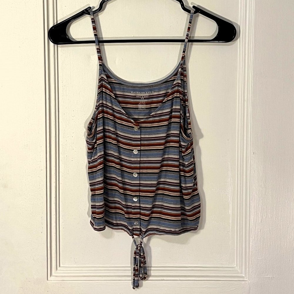 American Eagle Soft and Sexy Rib Crop Tank Medium Striped